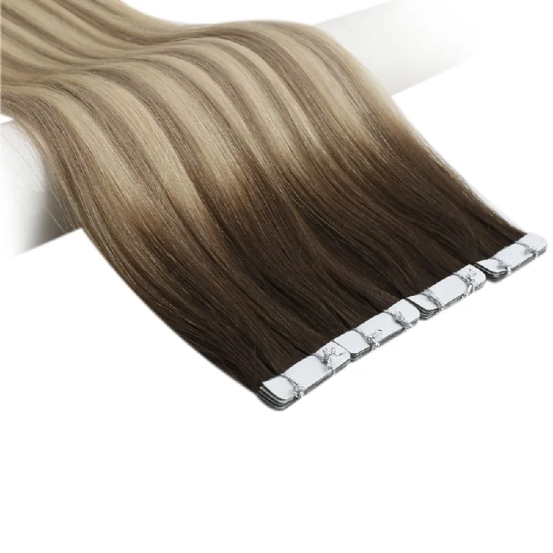 Virgin Invisible Injection Tape in Hair Extensions Balayage Color for Women #3/8/22