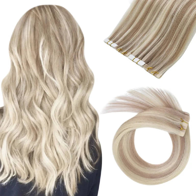 [USA Only] Invisible Seamless Virgin Human Injection Tape in Hair Extensions Blonde Highlights #18/613