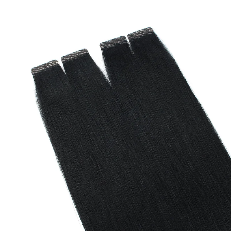 Jet Black (#1) Virgin Tape  In Hair Extensions