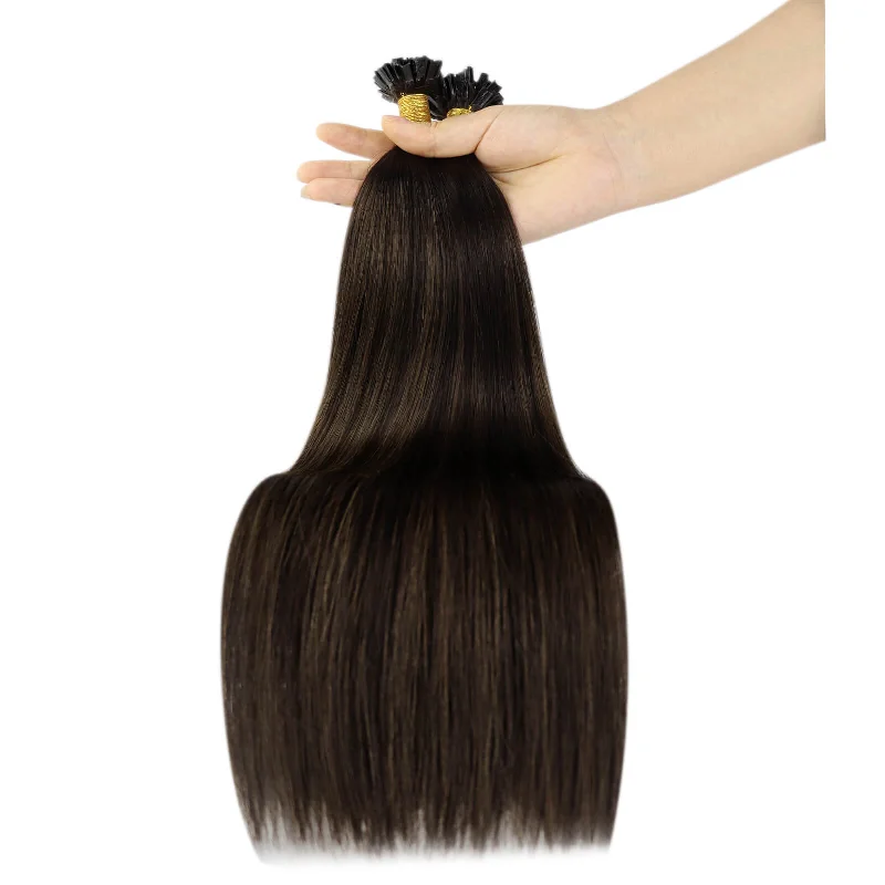 [UTip Upgrade]K Tip Hair Extensions Balayage Brown with Dark Brown Highlights#2/2/6