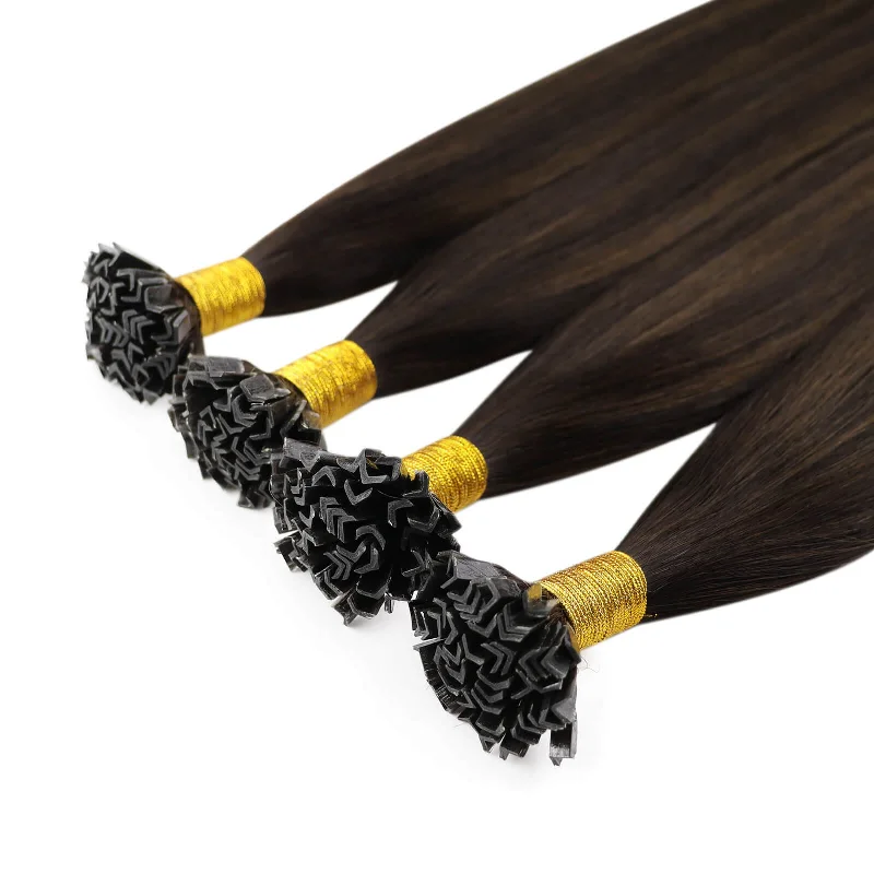 [UTip Upgrade]K Tip Hair Extensions Balayage Brown with Dark Brown Highlights#2/2/6