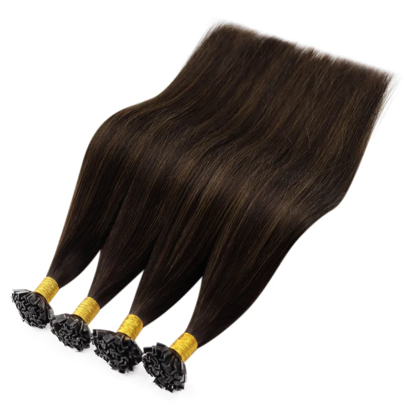 [UTip Upgrade]K Tip Hair Extensions Balayage Brown with Dark Brown Highlights#2/2/6