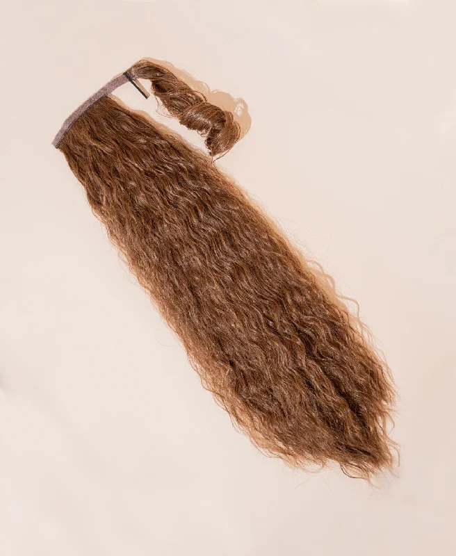 vegan fiber long wavy ponytail - mixed brown 26"".