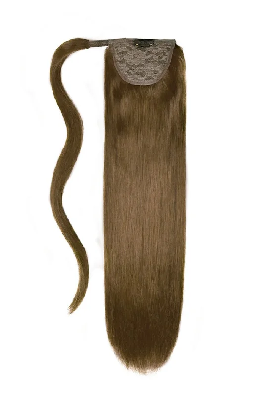 Medium Ash Brown (#8) Straight Up Wrap Around Ponytail Extension