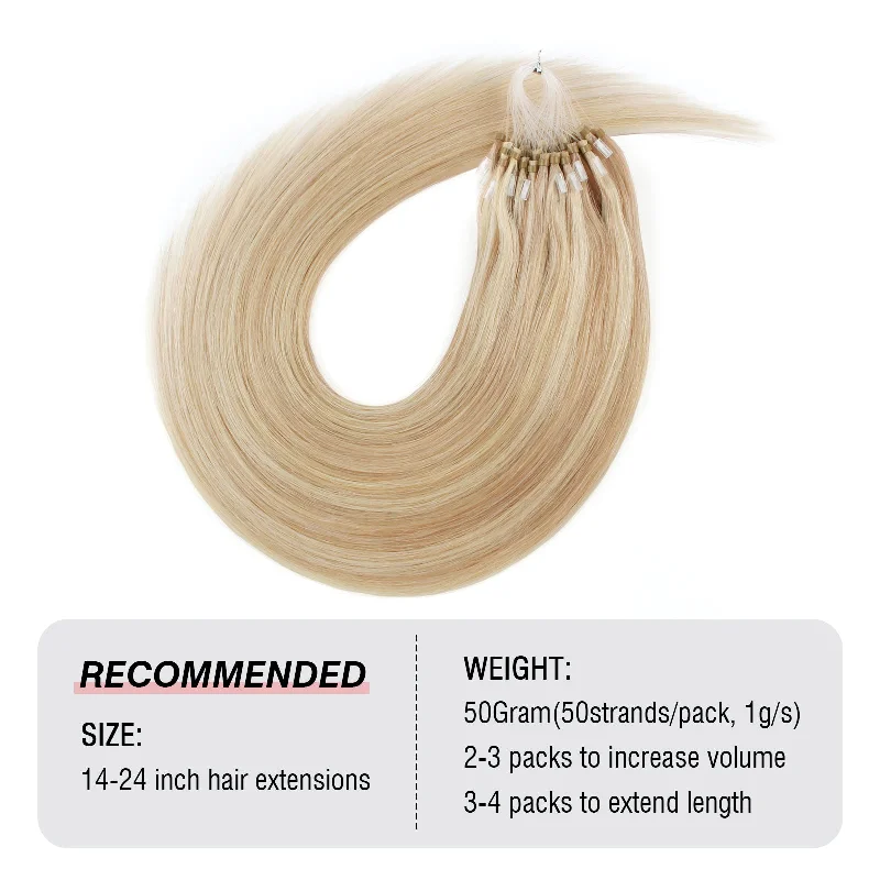 Micro Loop Hair Extensions Highlights P18/613#