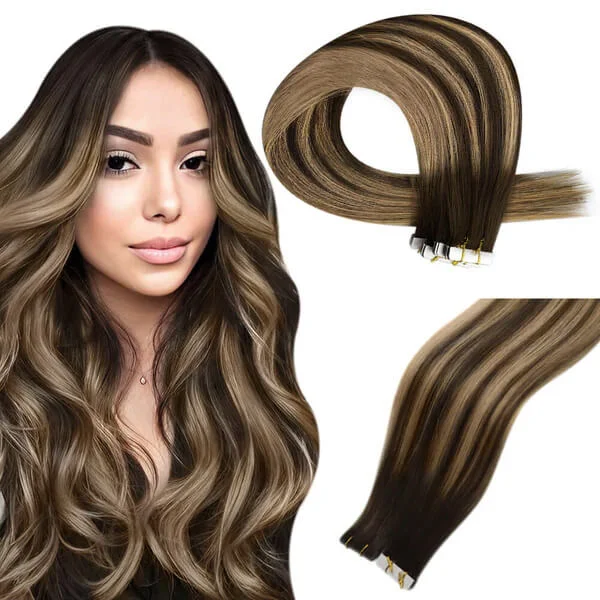 Moresoo Brown Hair Brazilian Tape In Hair Extensions Virgin Human Soft Hair (#BM)