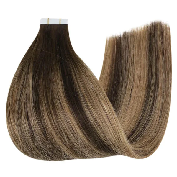 Moresoo Brown Hair Brazilian Tape In Hair Extensions Virgin Human Soft Hair (#BM)