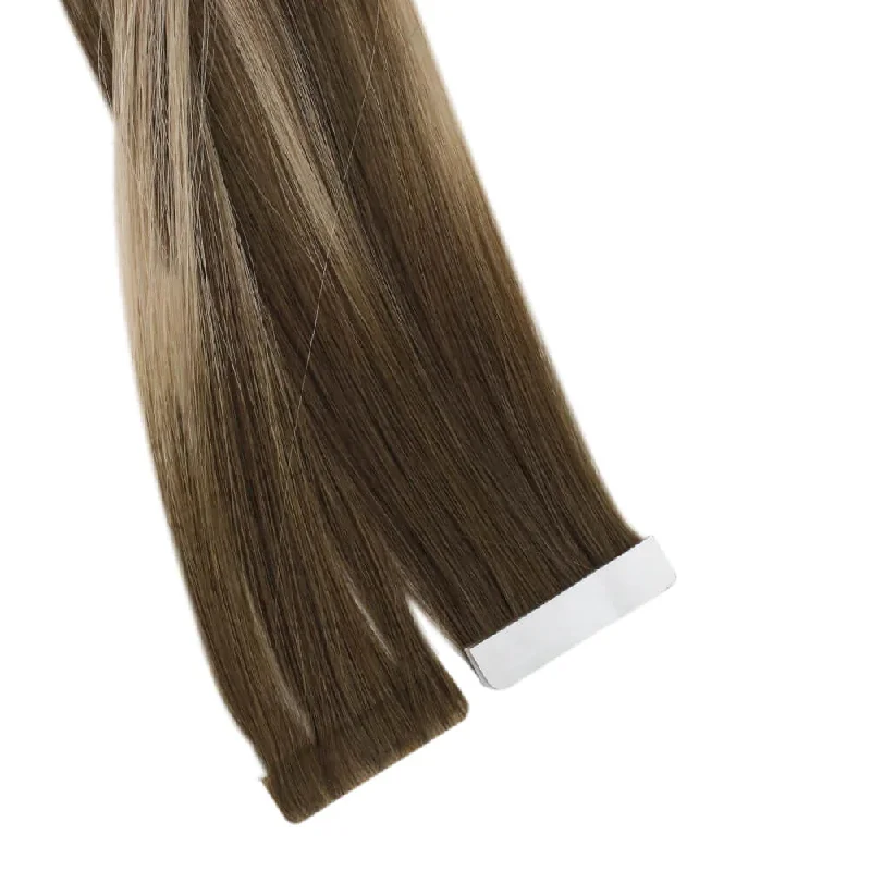 Moresoo Brown Hair Brazilian Tape In Hair Extensions Virgin Human Soft Hair (#BM)