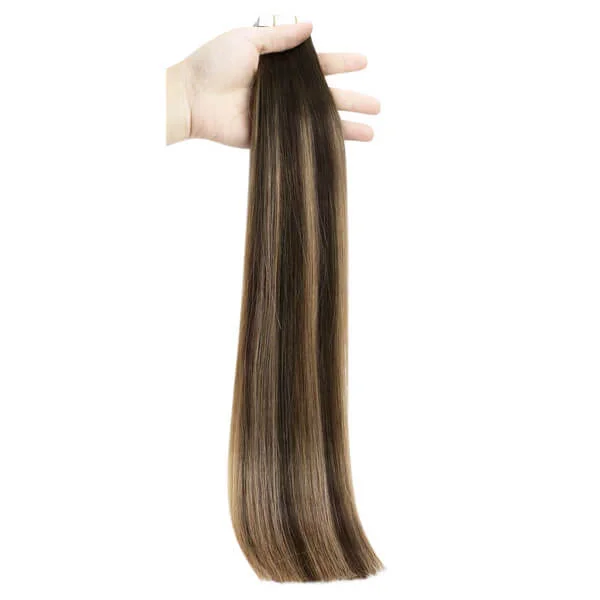 Moresoo Brown Hair Brazilian Tape In Hair Extensions Virgin Human Soft Hair (#BM)