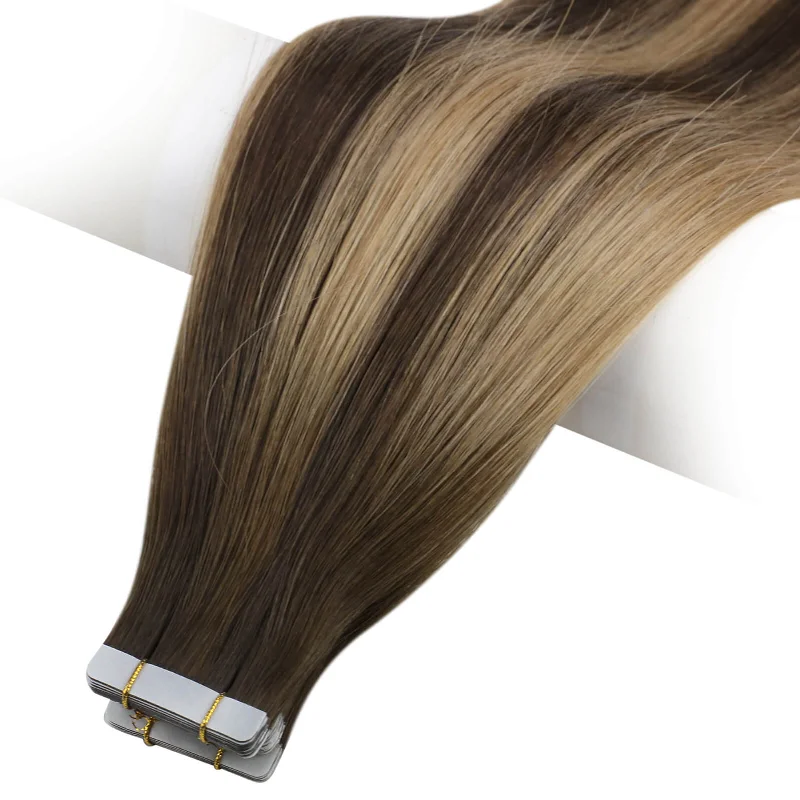 Moresoo Brown Hair Brazilian Tape In Hair Extensions Virgin Human Soft Hair (#BM)