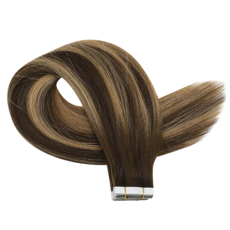 Moresoo Brown Hair Brazilian Tape In Hair Extensions Virgin Human Soft Hair (#BM)