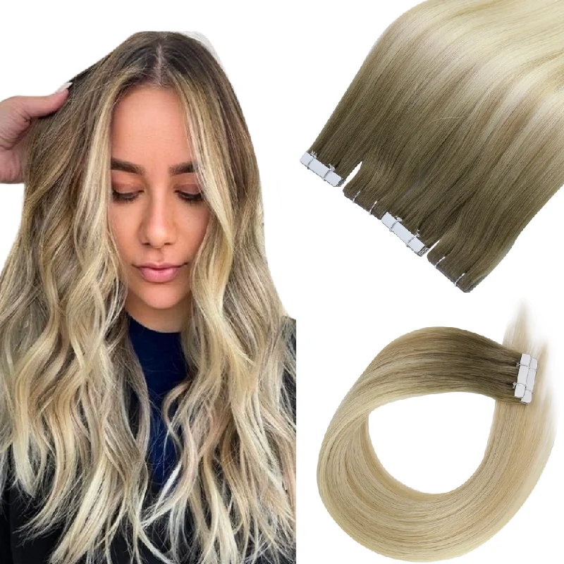 [USA Only] Invisible Seamless Virgin Human Injection Tape in Hair Extensions Balayage Blonde #8/27/60