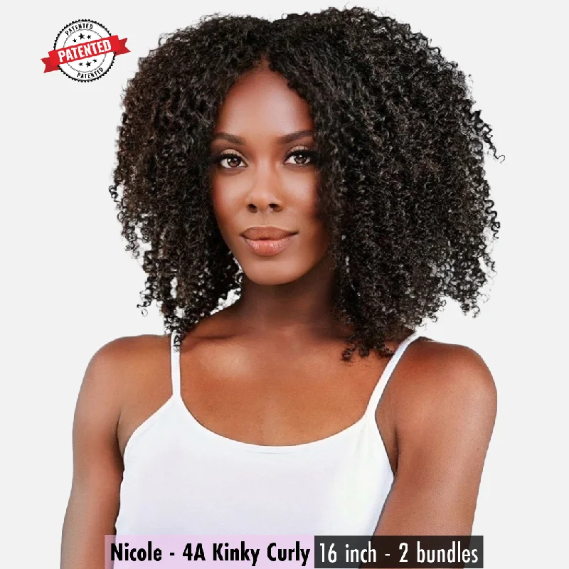 Nicole Burmese 4A Kinky Curly -  InVisiRoot® Clip-ins (AKA TrueRoot™ Clip-ins)