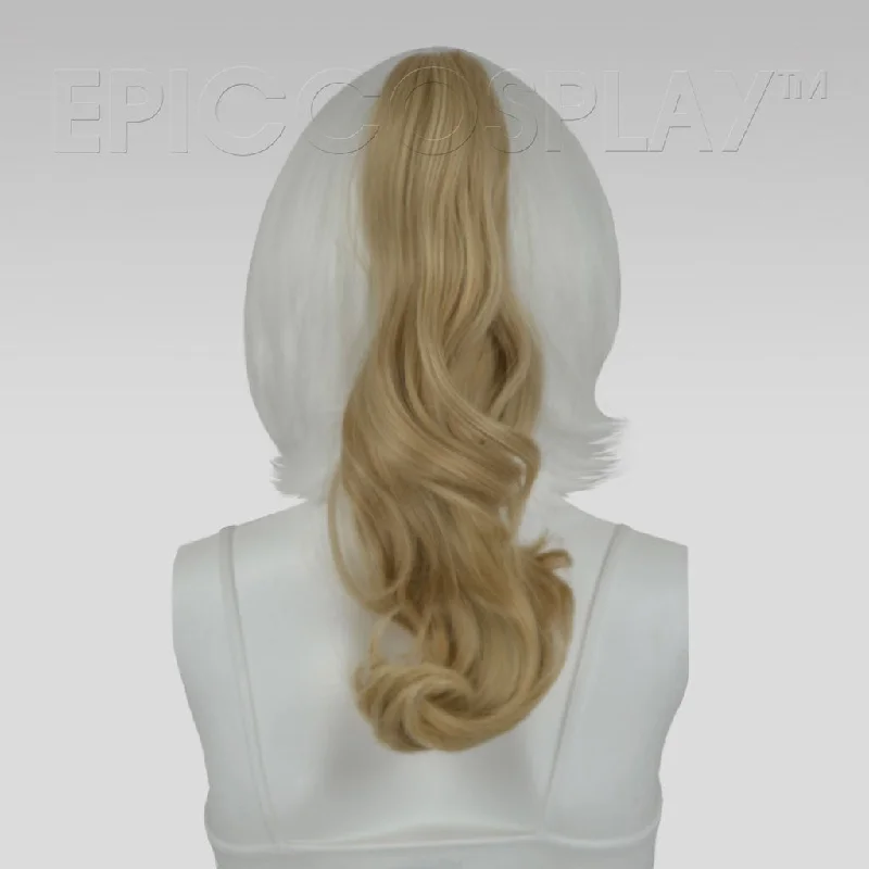 20"" Blonde Mix Wavy Curly Ponytail Clipon