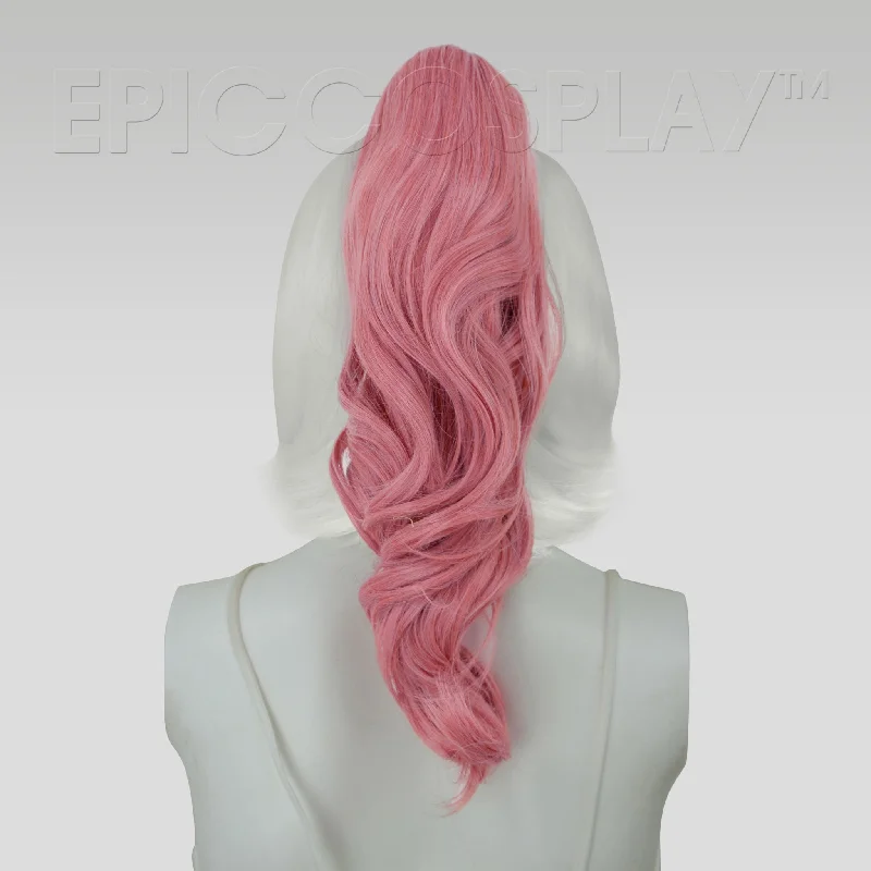 20"" Princess Pink Mix Wavy Curly Ponytail Clipon