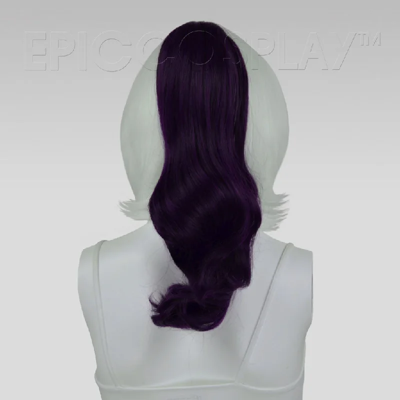 20"" Purple Black Fusion Wavy Curly Ponytail Clipon