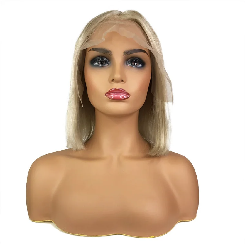 Remy Straight  13""X 6""Lace Frontal Bob Wig  Ash Blonde