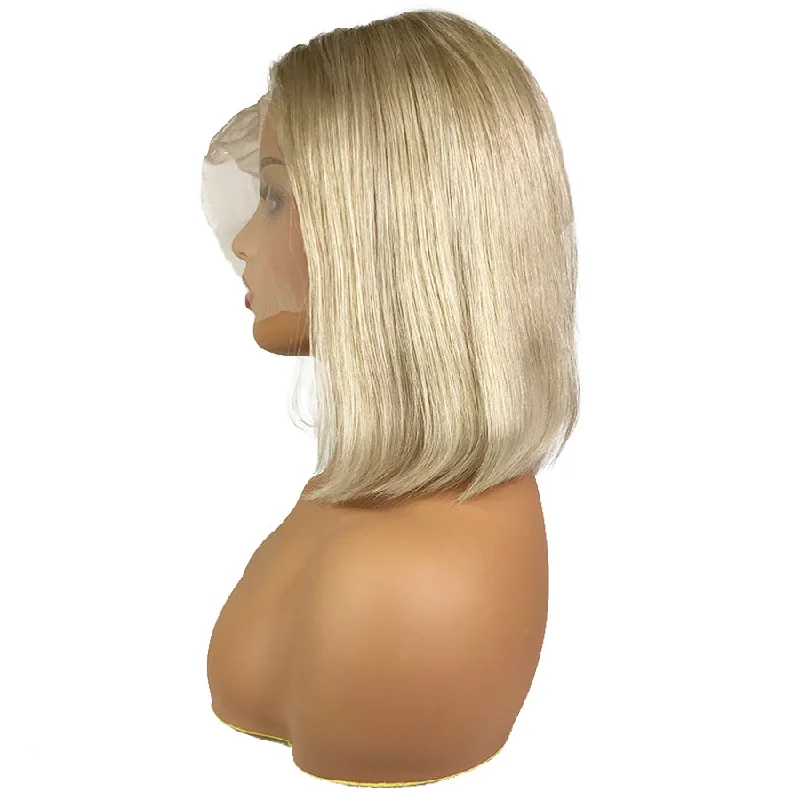 Remy Straight  13""X 6""Lace Frontal Bob Wig  Ash Blonde