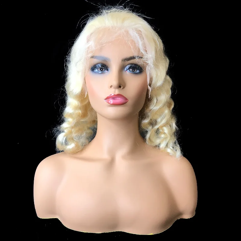 Remy Deep Wave  13""X 4""Lace Frontal Bob Wig  Blonde #613