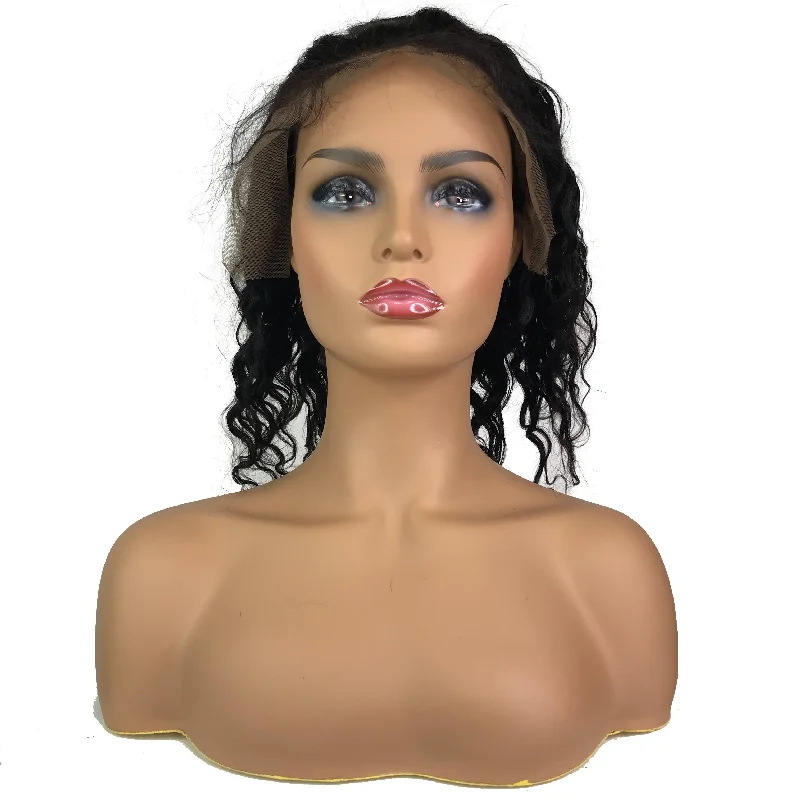 Remy Deep Wave 13""X 4""Lace Frontal Bob Wig  Natural