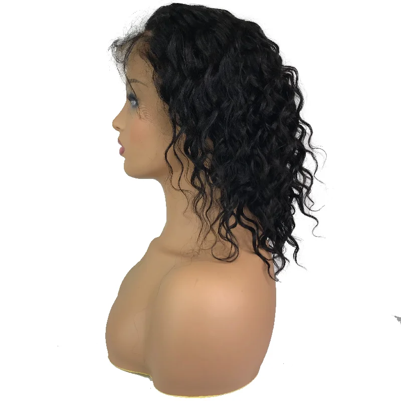 Remy Deep Wave 13""X 4""Lace Frontal Bob Wig  Natural