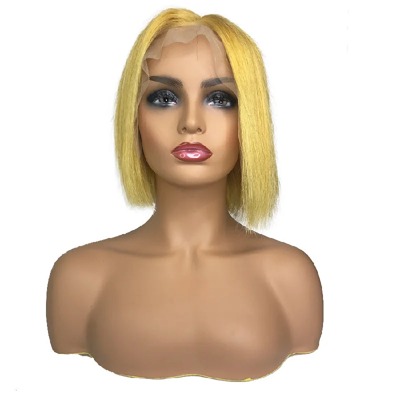 Remy Straight 13""X 6""Lace Frontal Bob Wig Yellow