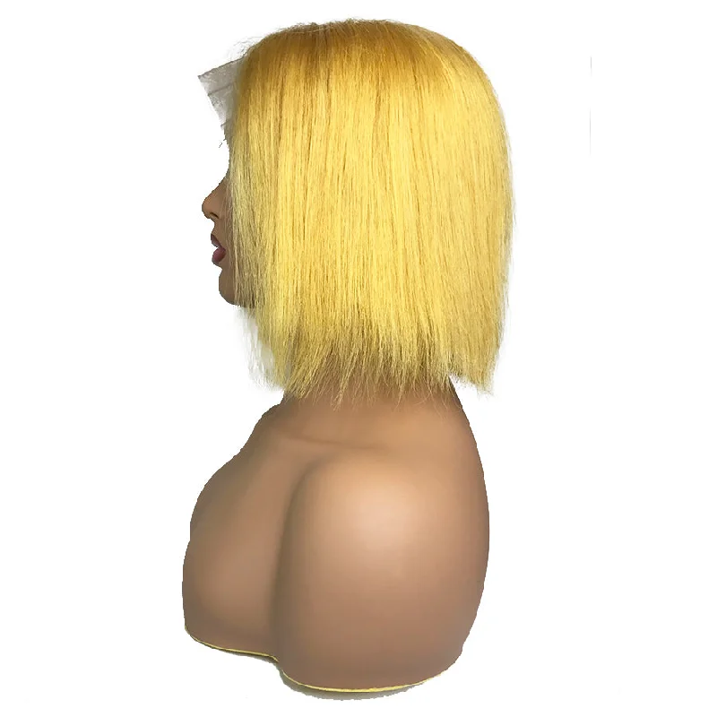 Remy Straight 13""X 6""Lace Frontal Bob Wig Yellow