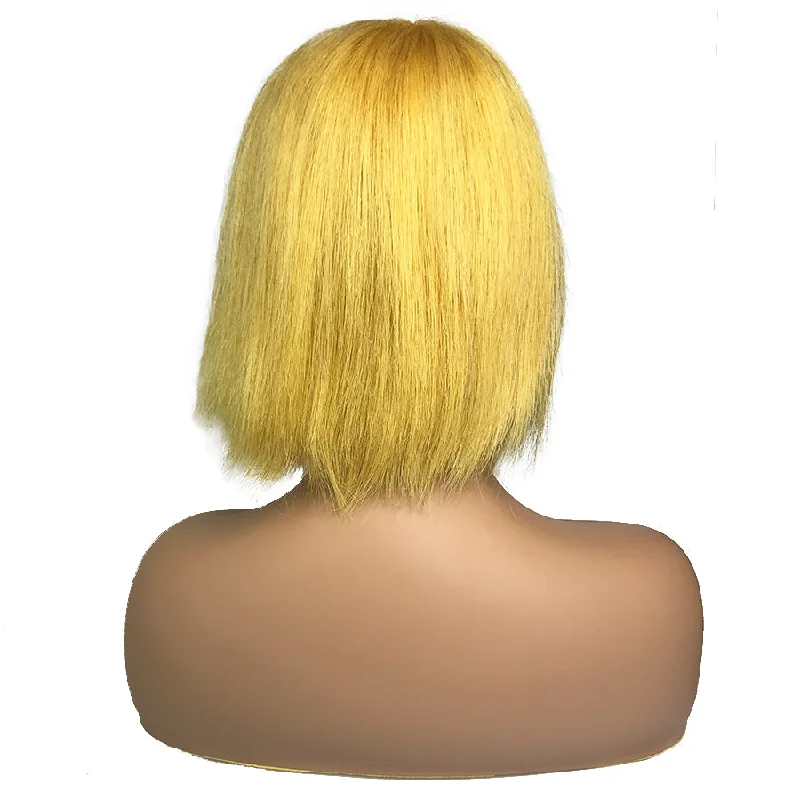 Remy Straight 13""X 6""Lace Frontal Bob Wig Yellow