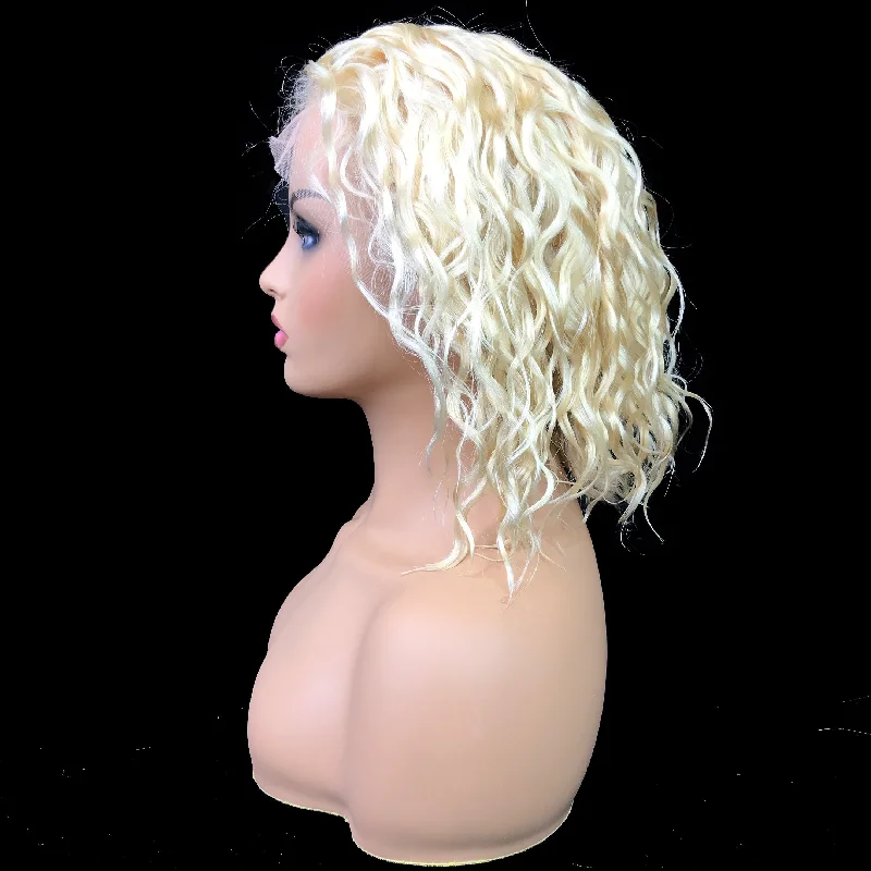 Remy Water Wave  13""X 4""Lace Frontal Bob Wig  Blonde #613