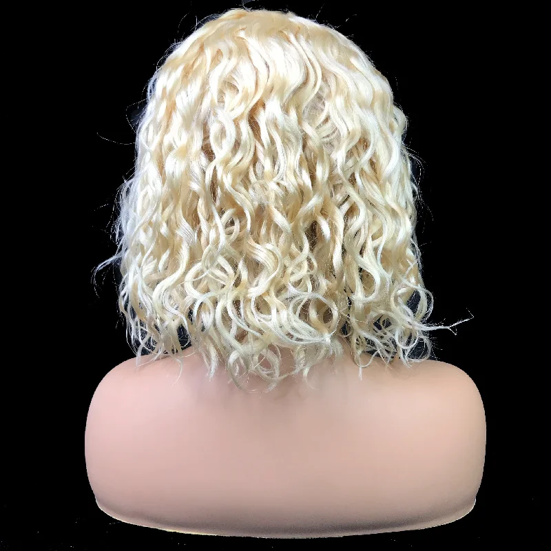 Remy Water Wave  13""X 4""Lace Frontal Bob Wig  Blonde #613