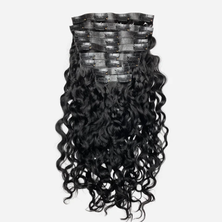 Wavy Curly Off Black Seamless Clip-Ins