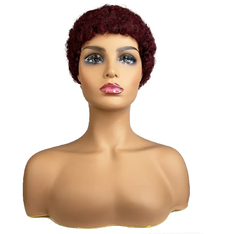 Short Human Hair Curly Wigs #99J