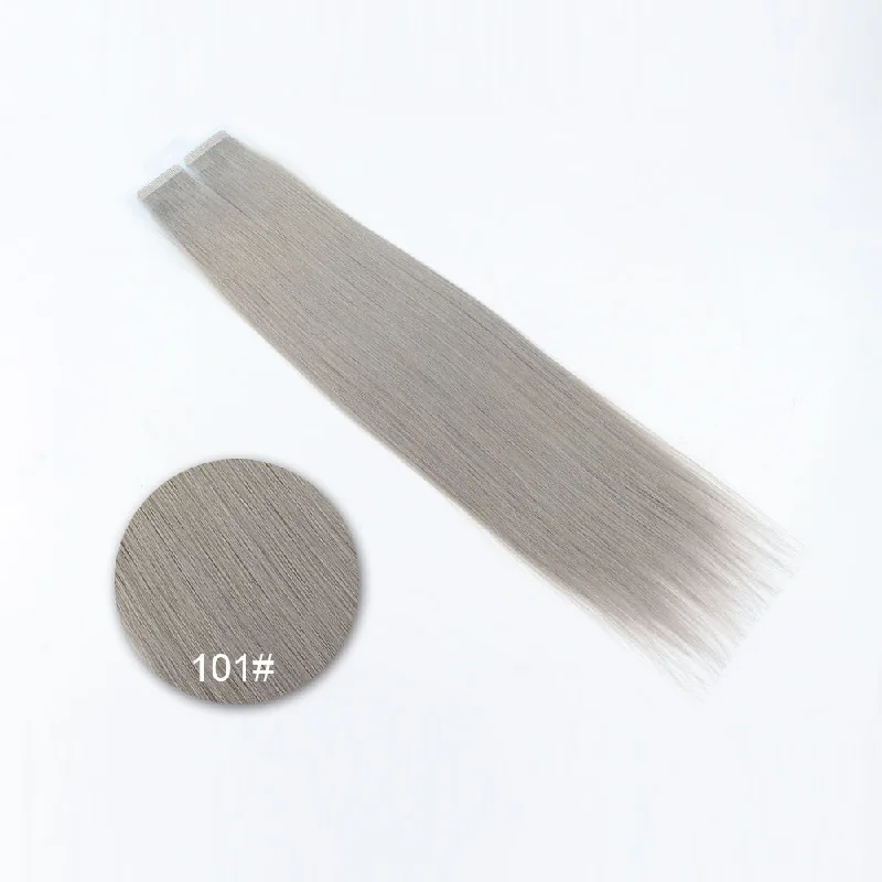 Silver Grey (#121) Virgin Tape  In Hair Extensions