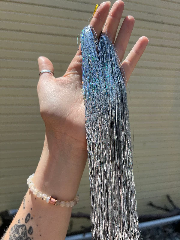 Silver Tinsel Extensions - 20g