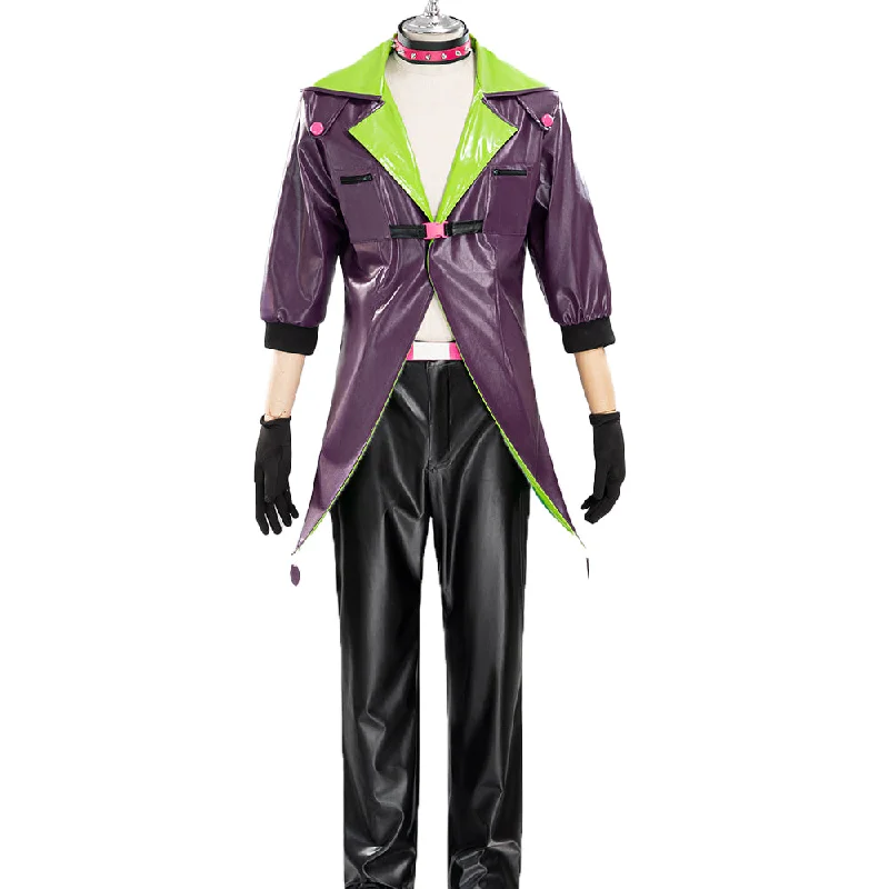 【Size S-2XL】DokiDoki-N Anime Cosplay Purple Green  Clown Costume