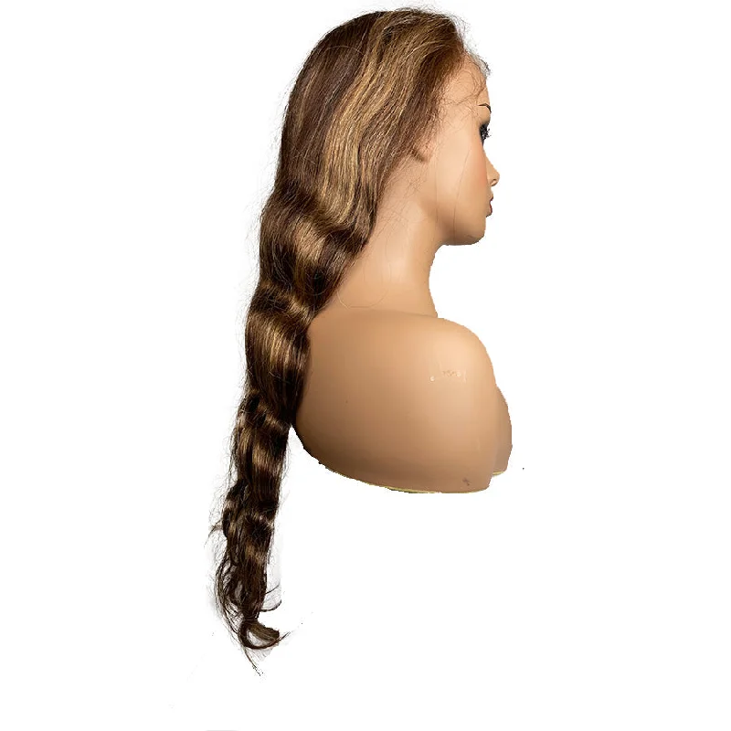 Swiss 8A Malaysian Body Wave FULL Lace Frontal Human Hair Wig #4/27