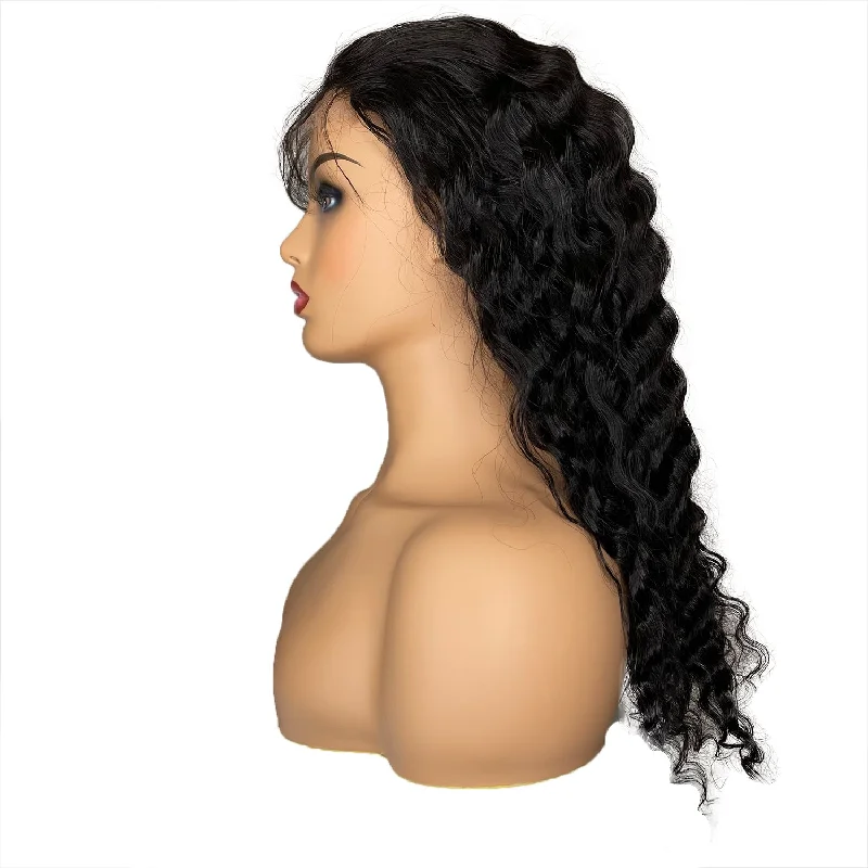 Swiss 8A Malaysian Deep Wave Lace Closure Human Hair Wig