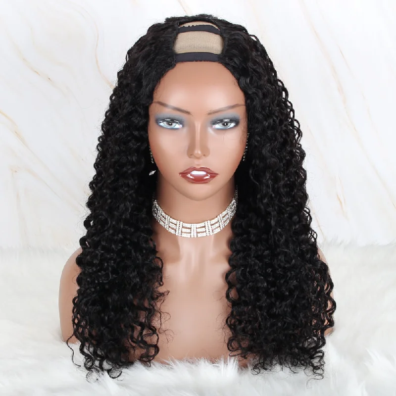 U Part Wig Wet Wavy Human Hair Wig 150% Density