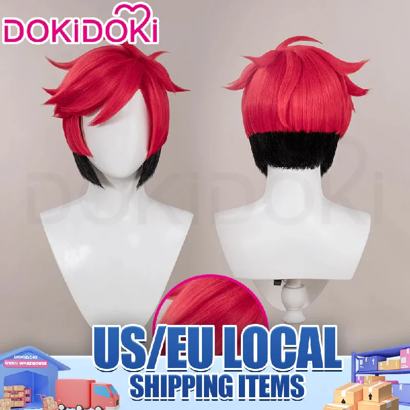 【US LOCAL SHIPPING 】DokiDoki Anime Hell Hotel Cosplay Alastorr Cosplay Wig Short Red Black Hair