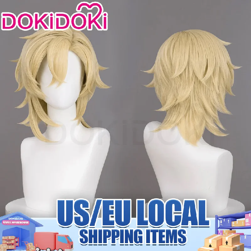 【US LOCAL SHIPPING 】DokiDoki Game Honkai: Star Rail Cosplay Aventurine Wig Short Straight Yellow Hair Shajin