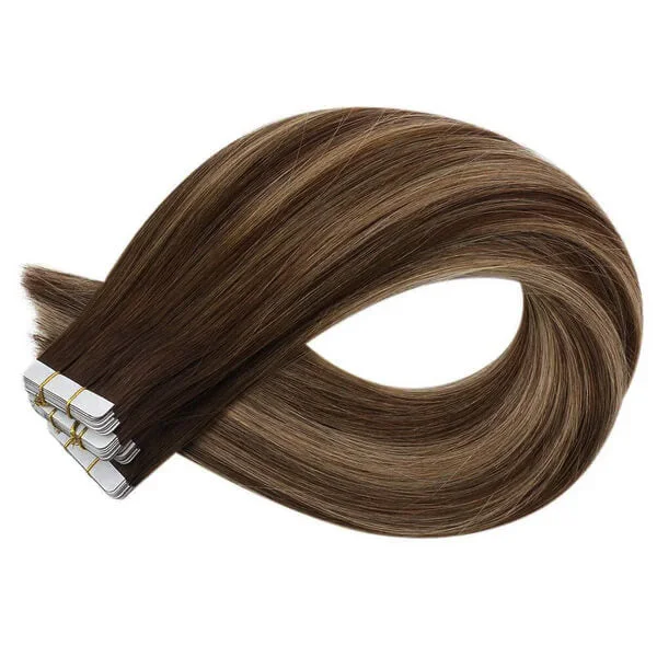 【US】Moresoo 100% Brazilian Tape In Hair Extensions Virgin Human Brown Hair (#4/27/4)