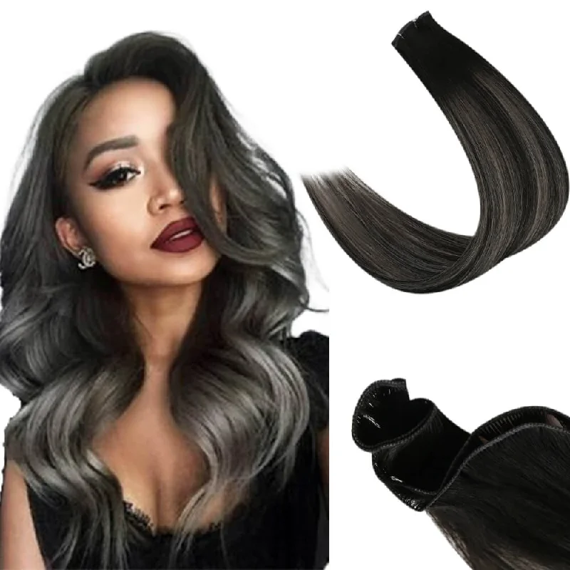 [USA Only] Genius Weft Extensions Virgin Hair Black with Sliver#1B/Sliver/1B