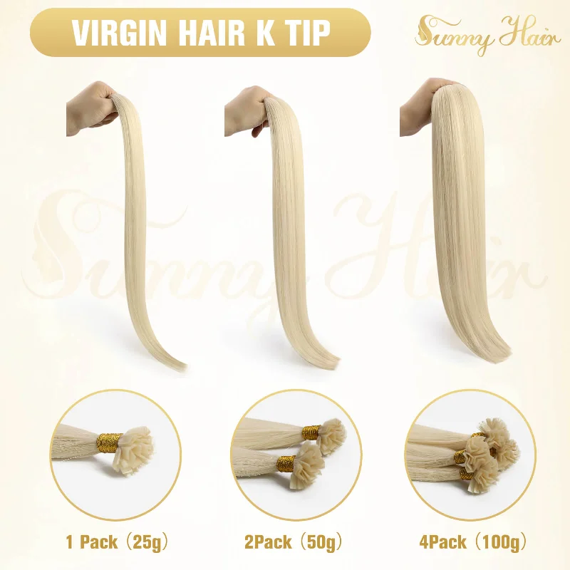 [U Tip Upgrade] Virgin Hair Pre-bonded K Tip Hair Extensions Natural Black #1B