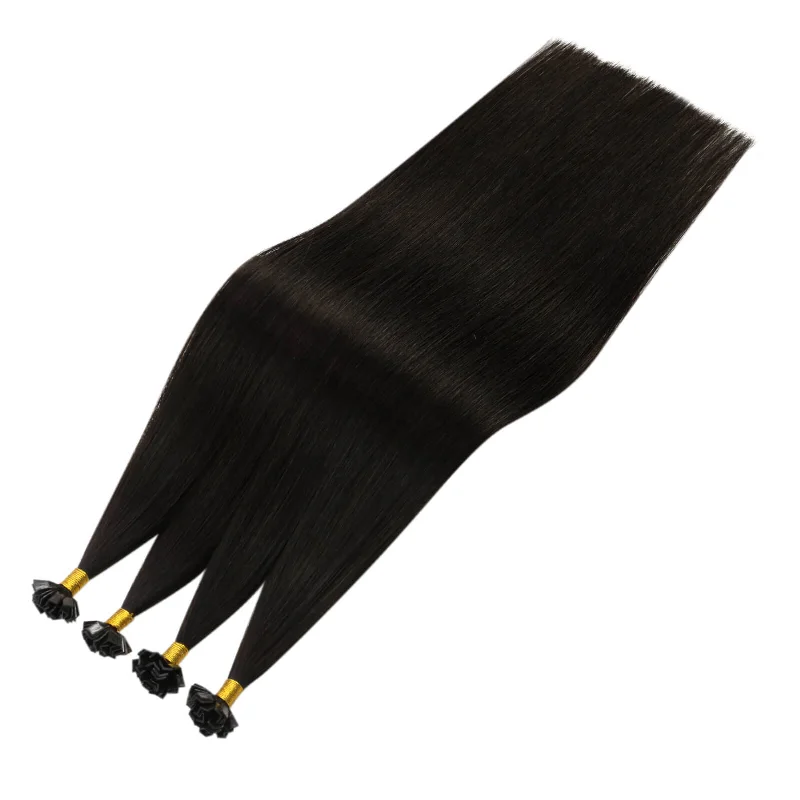 [U Tip Upgrade] Virgin Hair Pre-bonded K Tip Hair Extensions Natural Black #1B