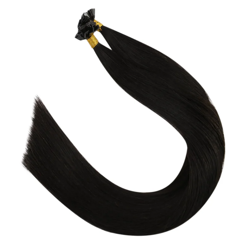 [U Tip Upgrade] Virgin Hair Pre-bonded K Tip Hair Extensions Natural Black #1B