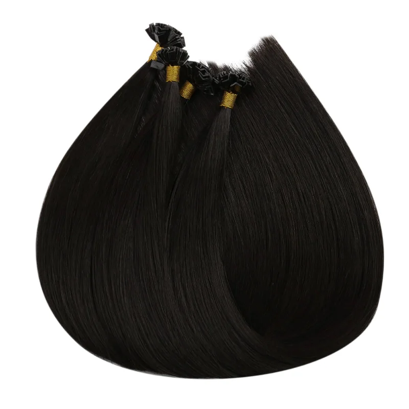 [U Tip Upgrade] Virgin Hair Pre-bonded K Tip Hair Extensions Natural Black #1B