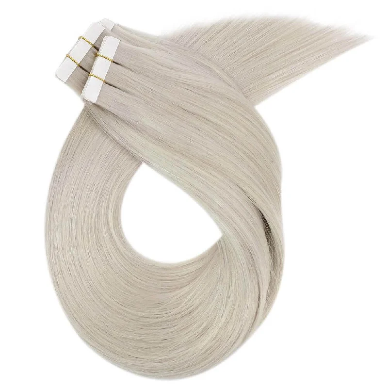 Moresoo Virgin Human Tape In Hair Extensions Brazilian Hair White Blond(#1000)