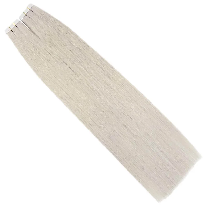 Moresoo Virgin Human Tape In Hair Extensions Brazilian Hair White Blond(#1000)