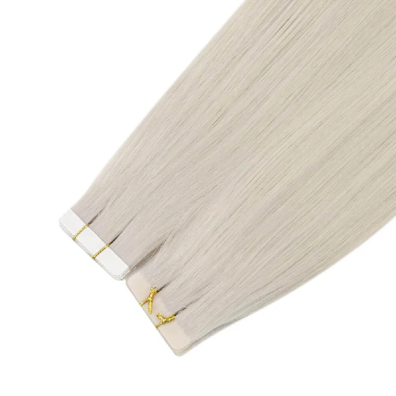 Moresoo Virgin Human Tape In Hair Extensions Brazilian Hair White Blond(#1000)