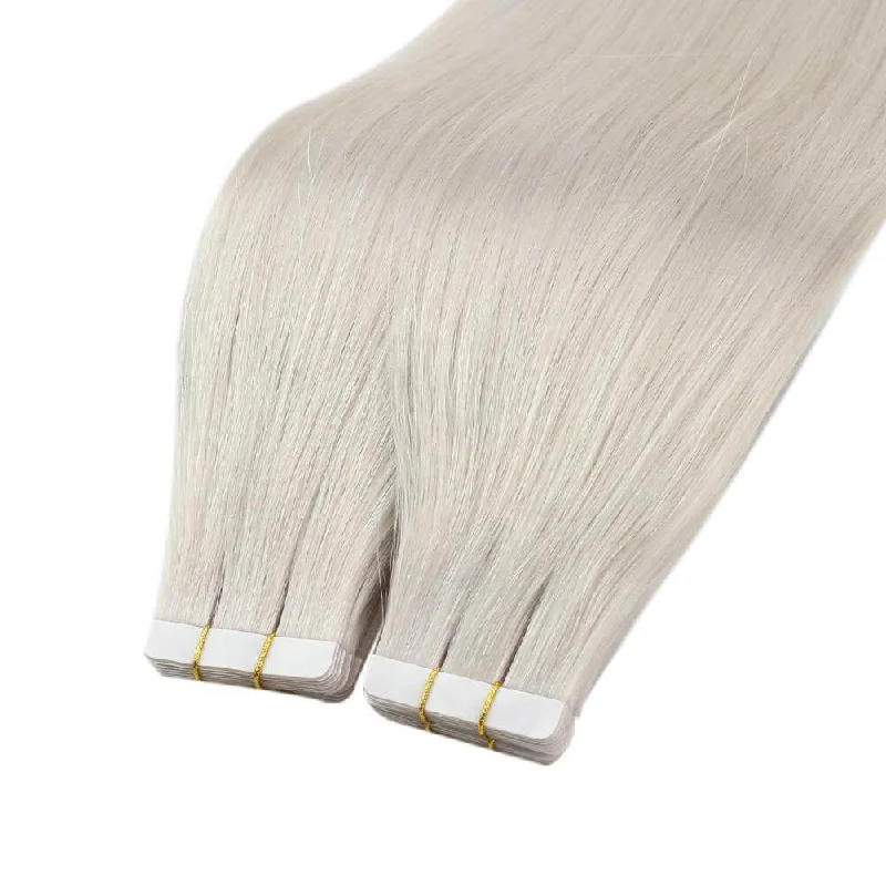 Moresoo Virgin Human Tape In Hair Extensions Brazilian Hair White Blond(#1000)